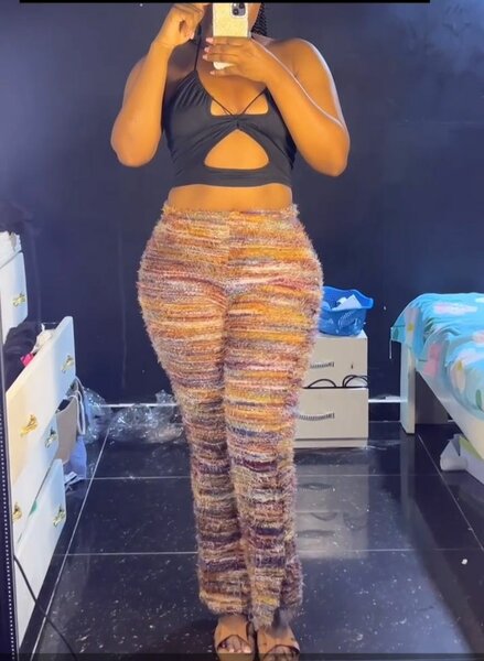 Pantalon en maille multicolore