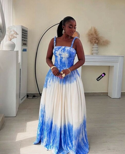 Robe longue été bleu blanc