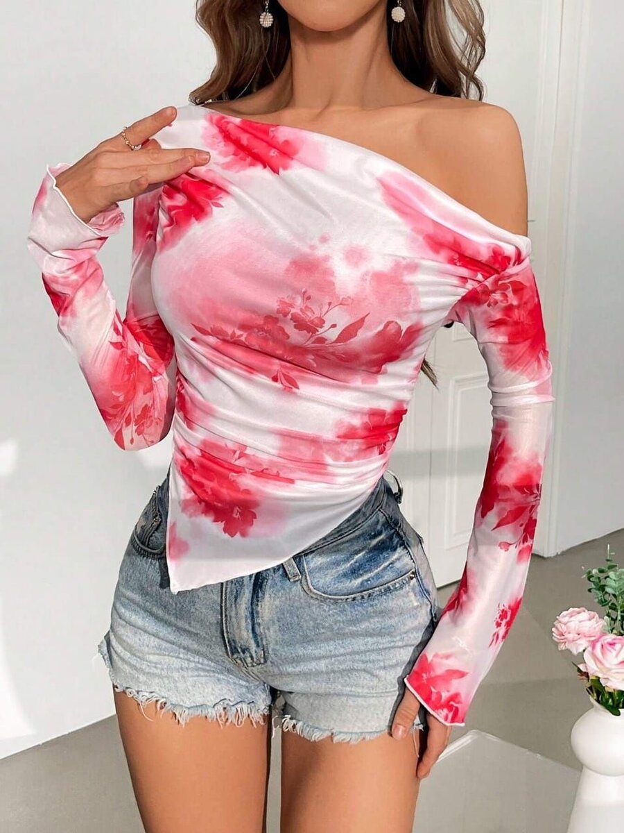 Top asymétrique manches longues