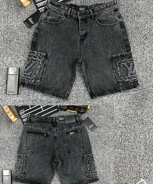 Shorts en denim noir homme