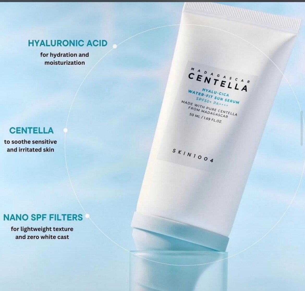 SKIN1004 Hyalu-Cica Water-Fit Sun Serum SPF50+ PA++++