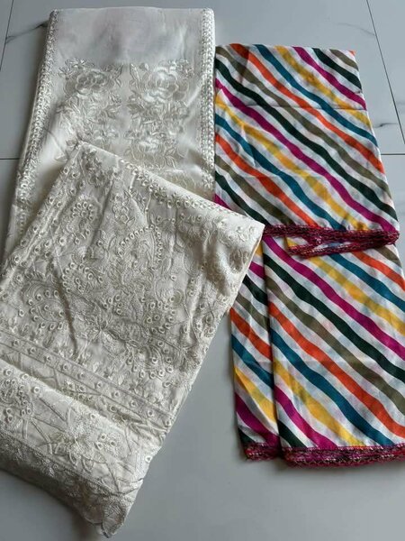 Ladies Embroidery unstitched viscose dress