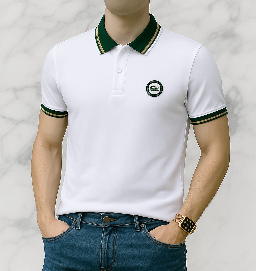 Polo blanc avec col contrasté