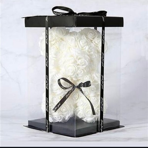 White Rose Teddy Bear Gift