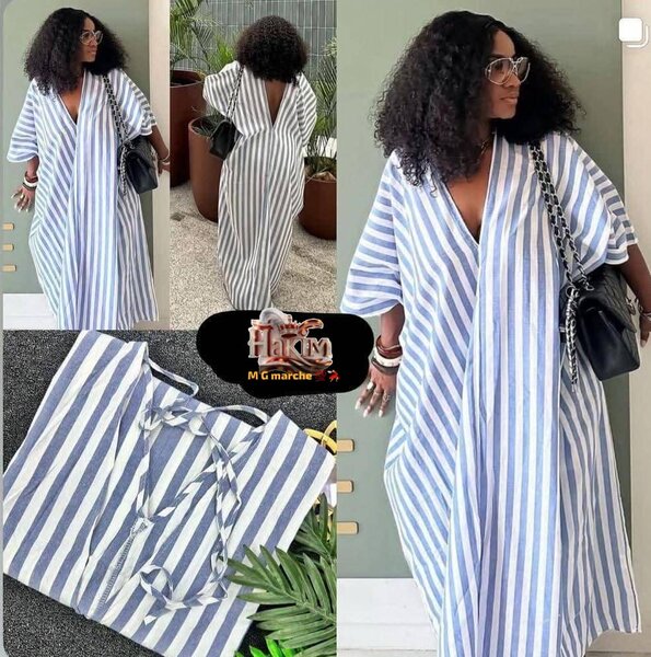 Robe Caftan Rayée Chic