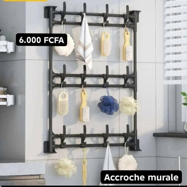 Porte-serviettes mural multi-crochets