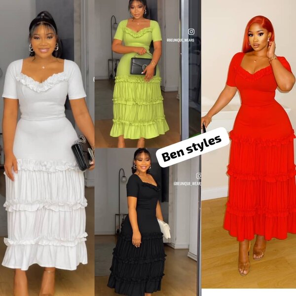 Robe midi élégante à volants