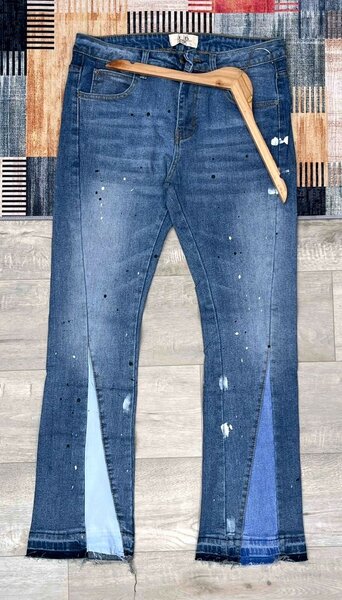 Jean effiloché style patchwork