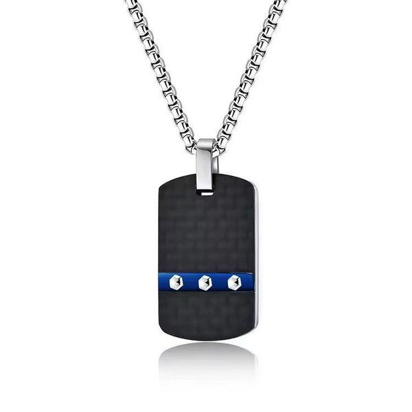 Collier Plaque Acier Homme