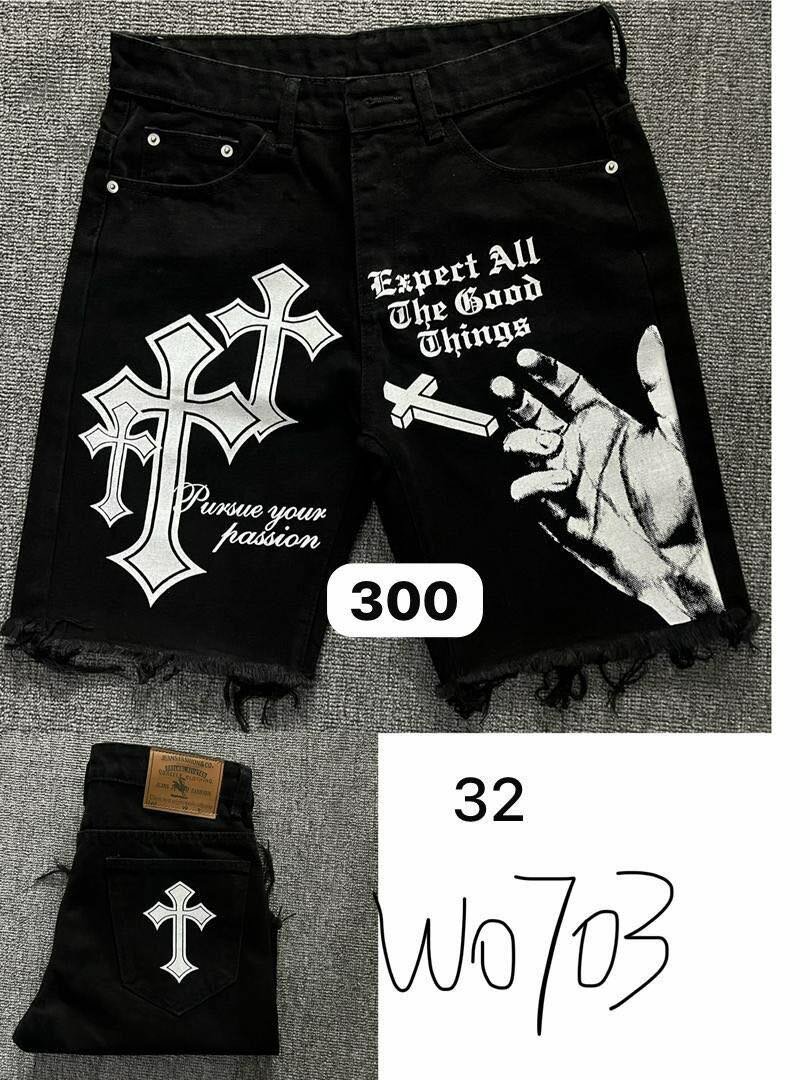 Shorts en denim graphique homme