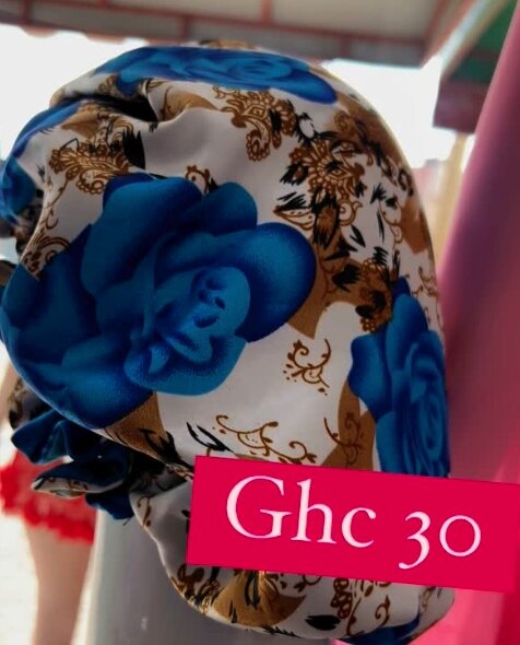 headdress with blue flowers