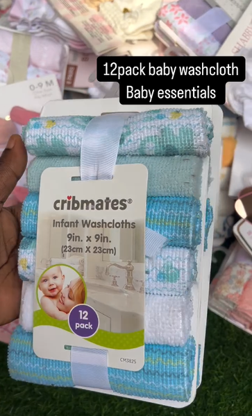 12 back babby wash clothe
