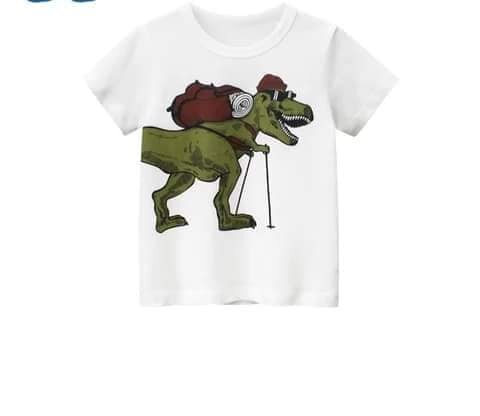 T-shirt imprimé dinosaure avec sac à dos-blanc