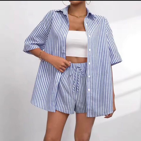 Ensemble chemise rayée été