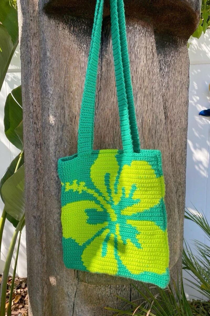 Sac à main crochet fleuri