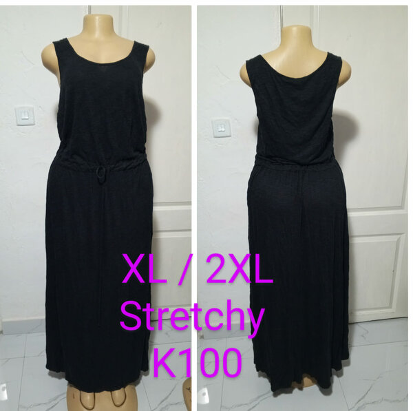 Women's Black Long Stretch Dress, Size XL / 2XL