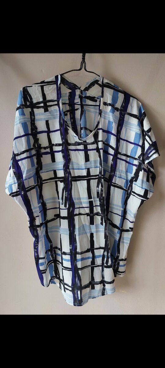 Blue and White Blouse