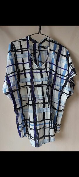 Blue and White Blouse