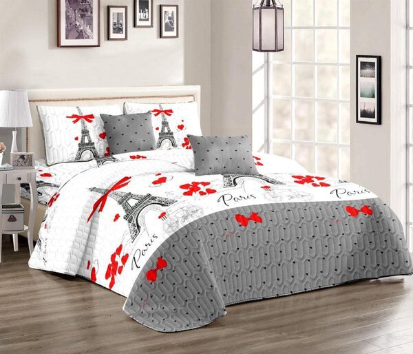 Bedding set with multi-colored print, 5 pieces, Queen size