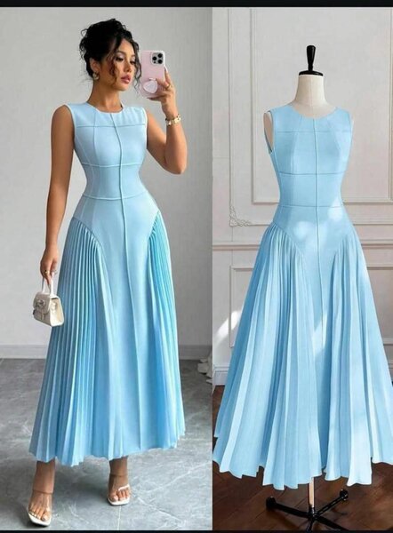 Robe maxi plissée élégante