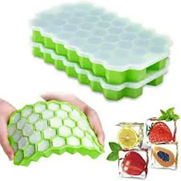 Push Pop Out Round Mini Ice Cube Trays With plastic cover Flexible Silicone Bottom