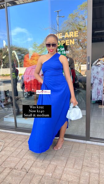 Women's Long One-shoulder Dress  blue