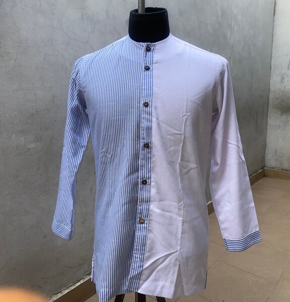 Chemise rayée à col mao