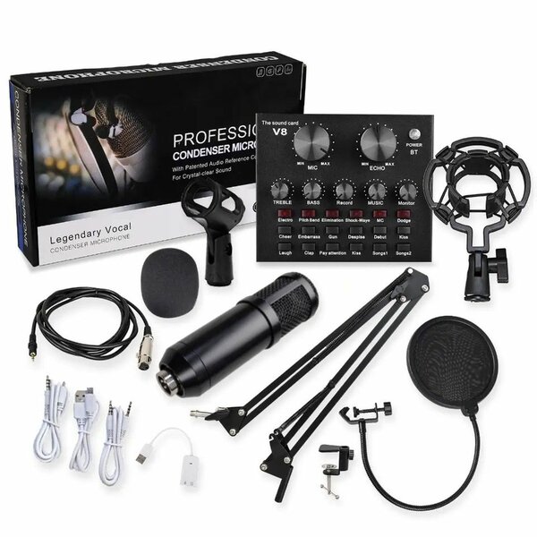 BM800 Microphone and Livestream SoundCard Console
