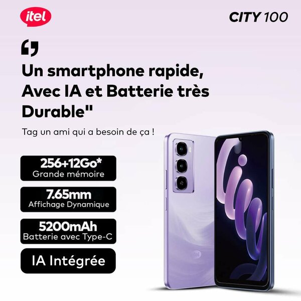 Smartphone Itel CITY 100 256Go