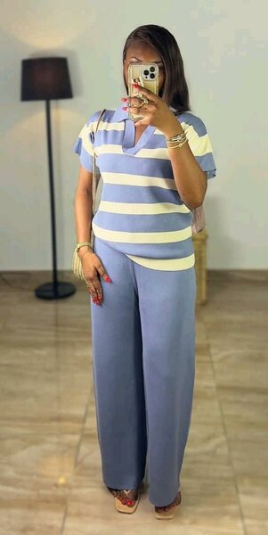 Ensemble rayé chic femme