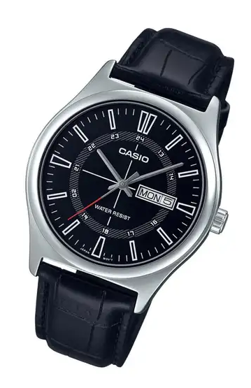 MTP-V006L-1CUDF Casio Black Dial Silver Case Black Leather A
