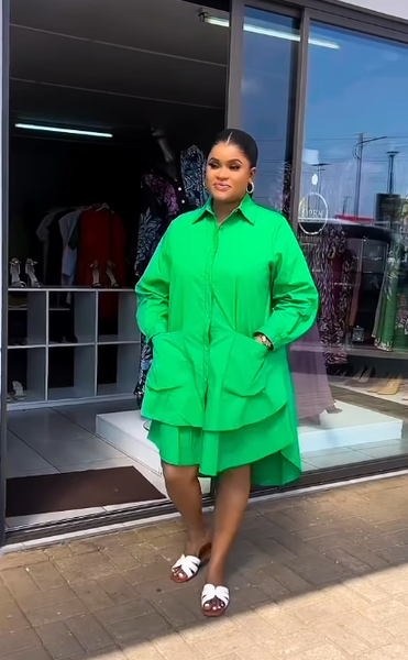 Women's dress is green