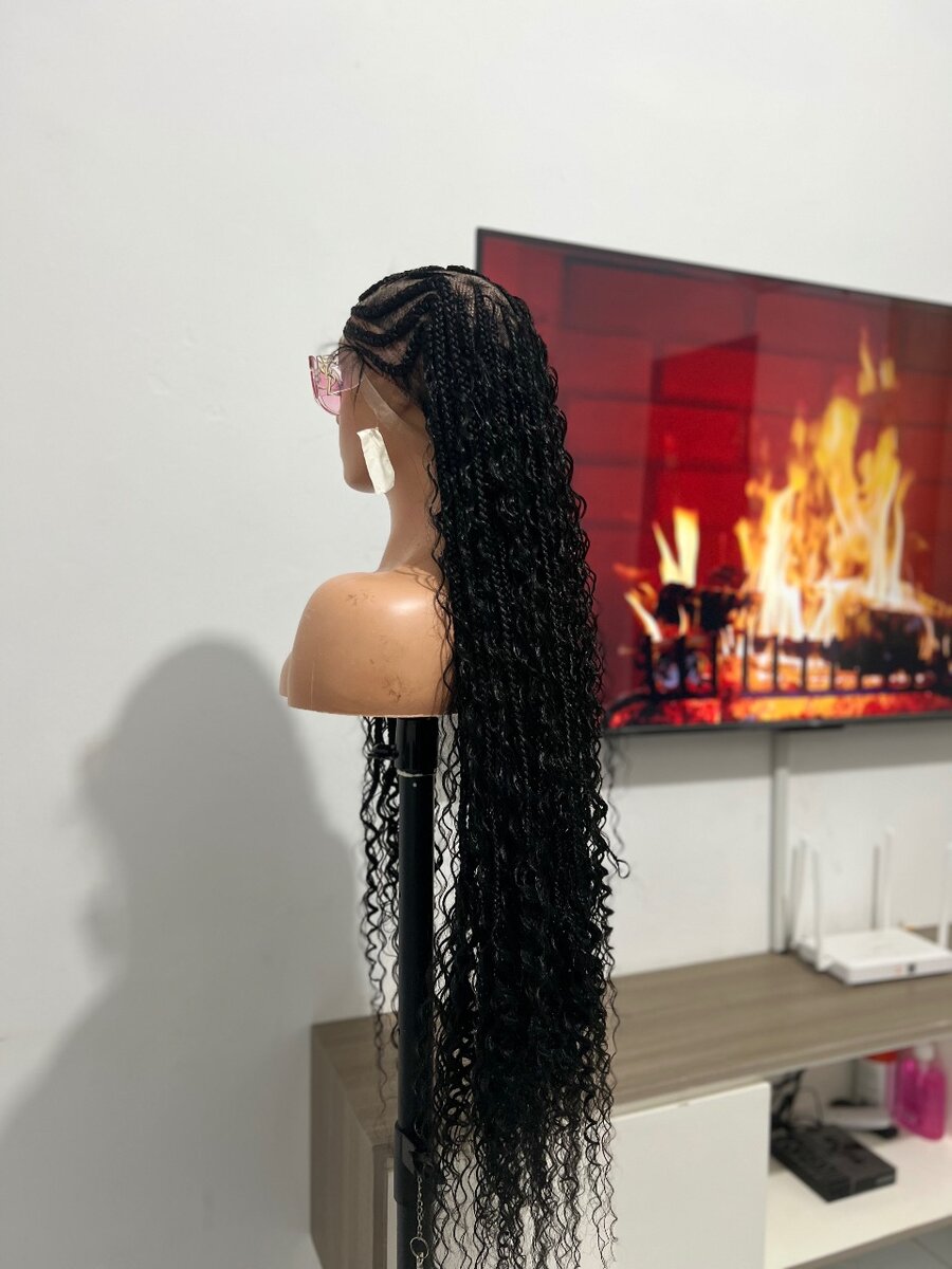 Perruque Tressée Longue Ondulée