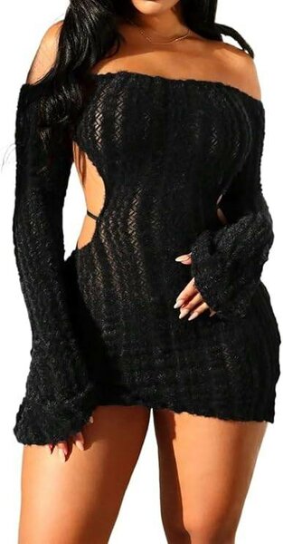 Robe Tricotée Épaules Dénudées