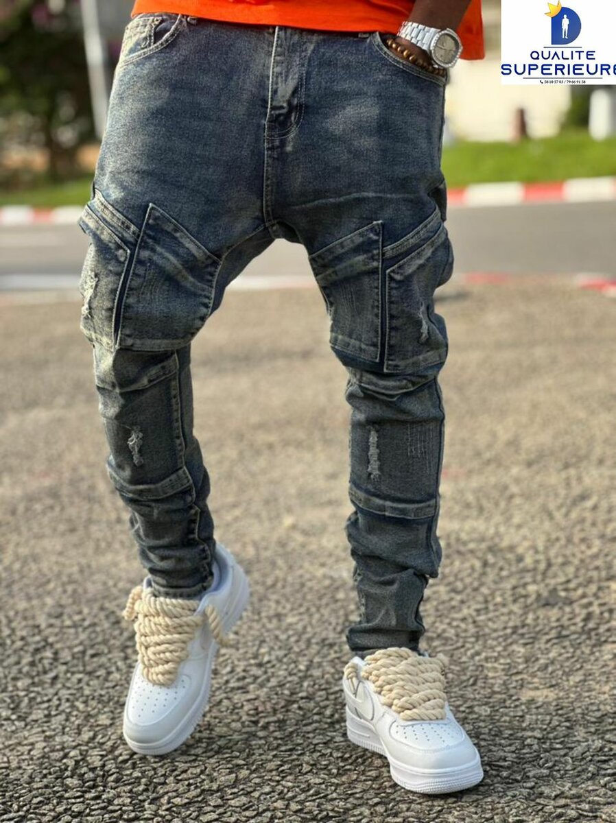Jeans cargo tendance homme