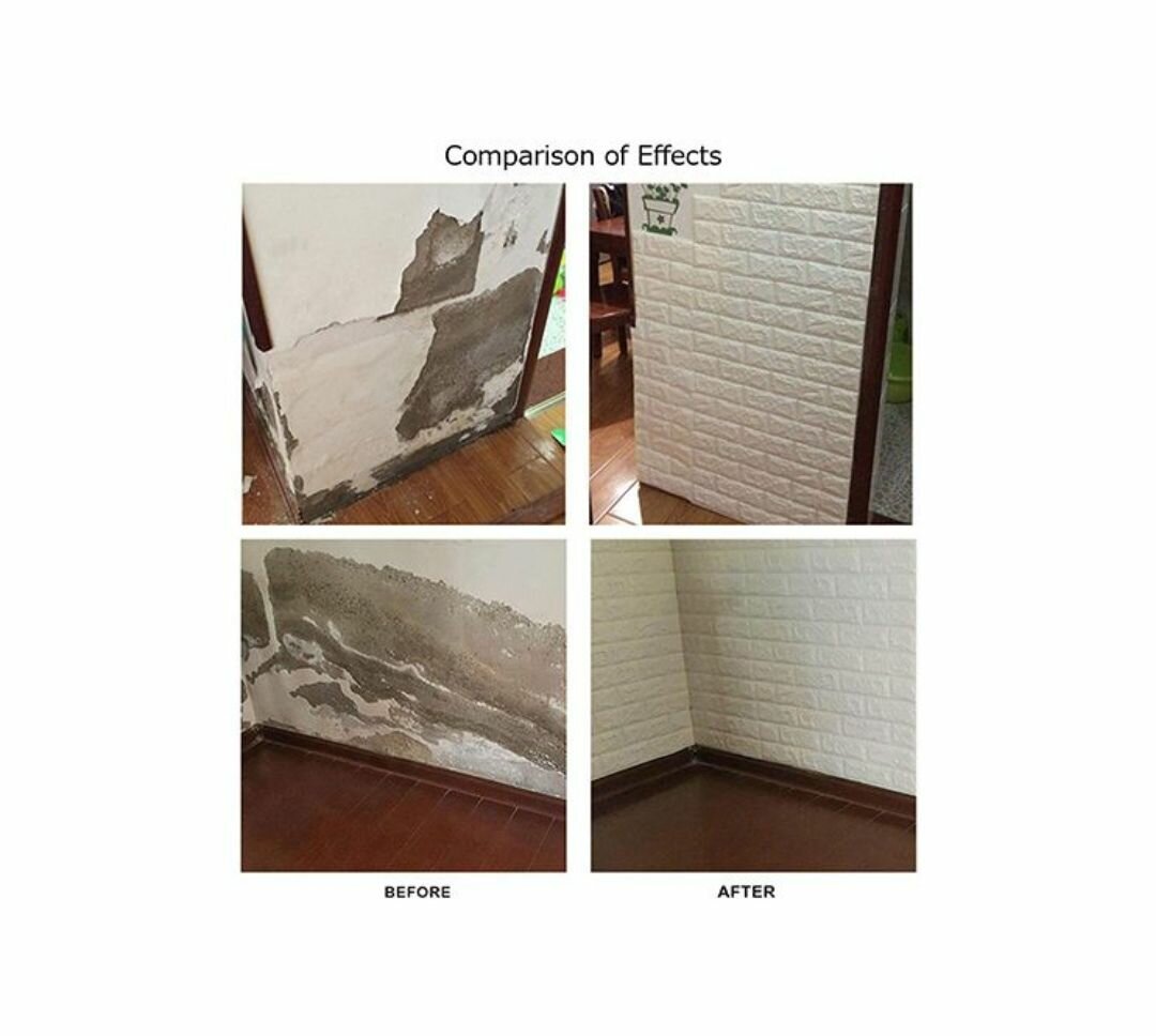 Papier peint auto-adhésif effet brique BLANC