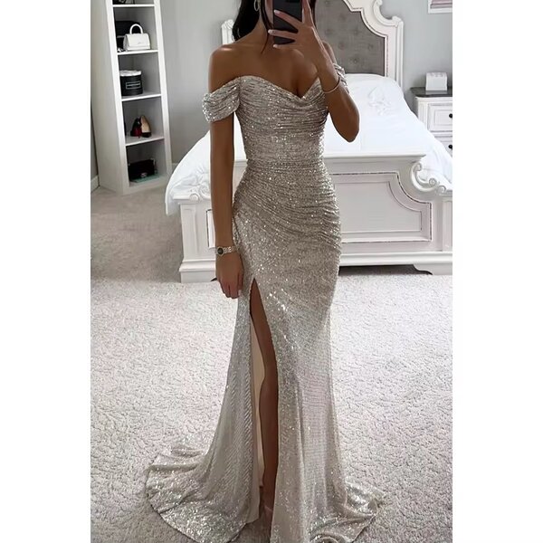 Robe longue pailletée soirée