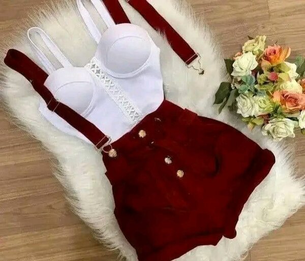 Ensemble chic rouge et blanc