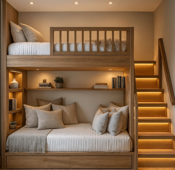 Lit superposé adulte moderne en bois