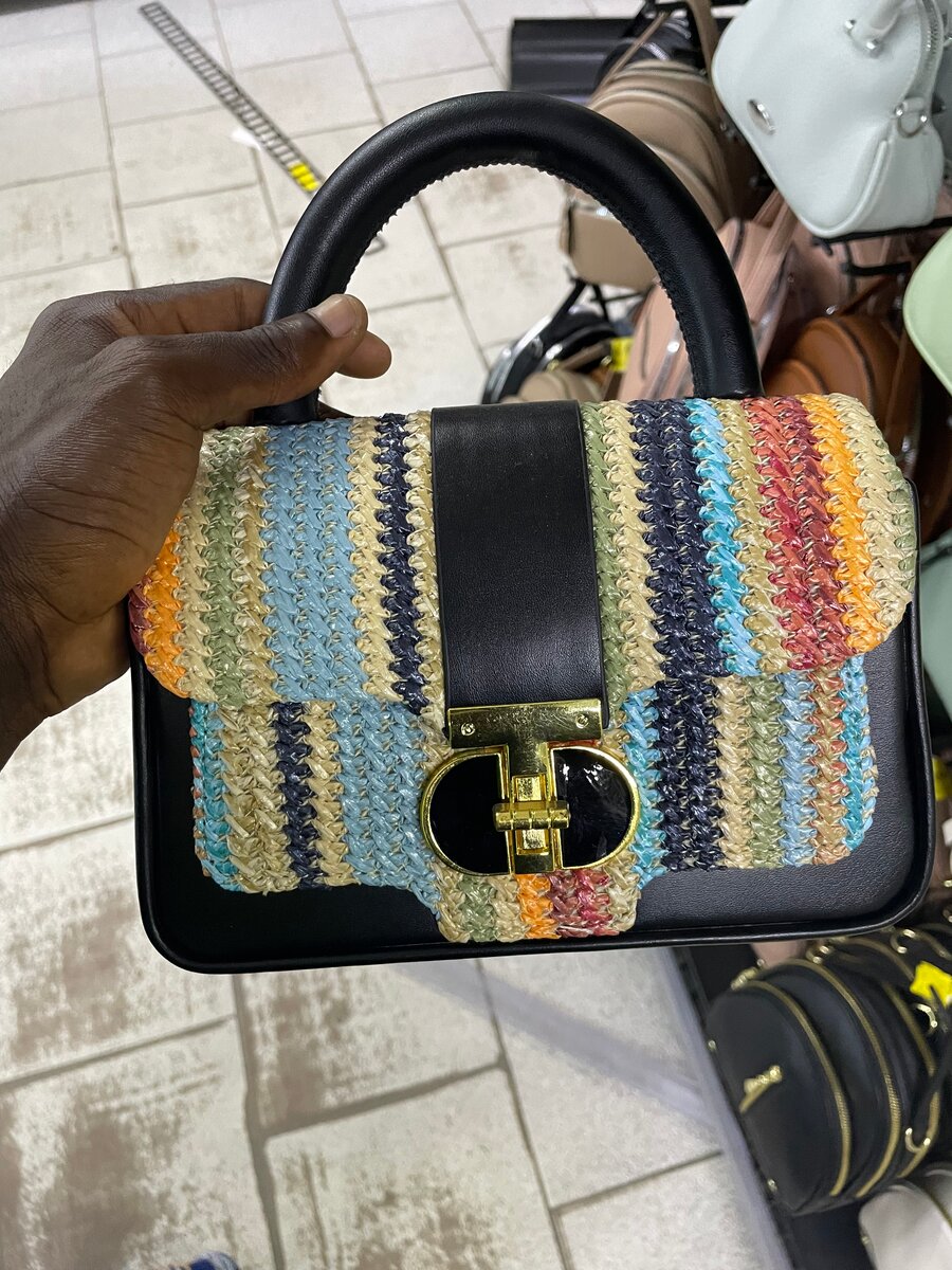 Sac à main en osier multicolore