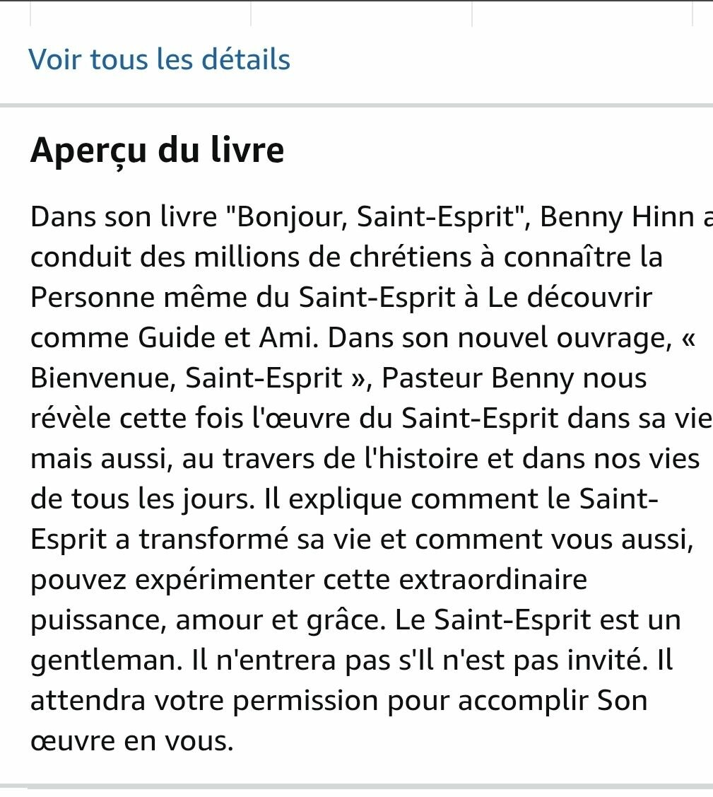 Bienvenue, Saint-Esprit