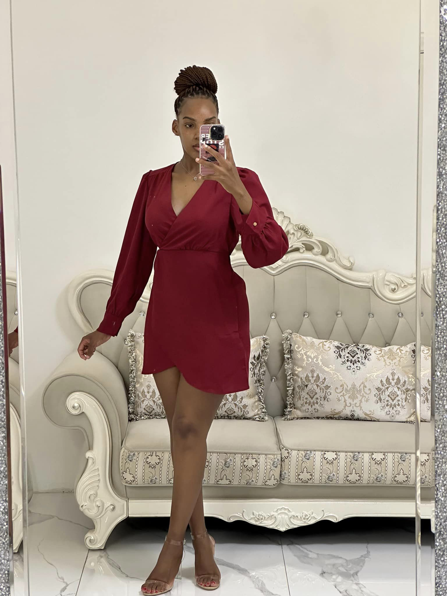 short burgundy dress
