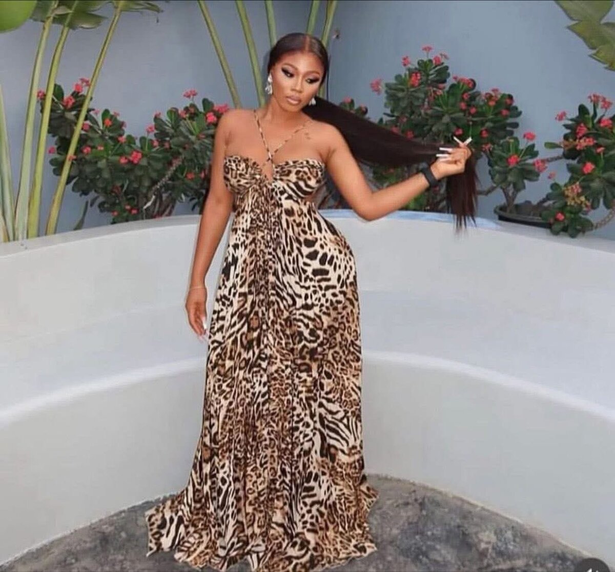 Robe longue léopard élégante