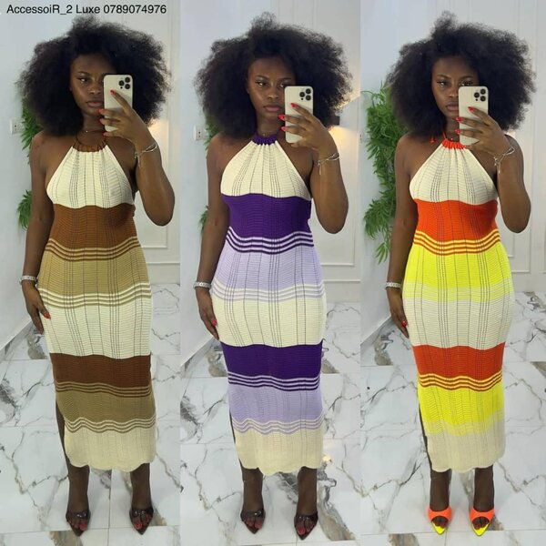 Robe d'été en tricot rayé