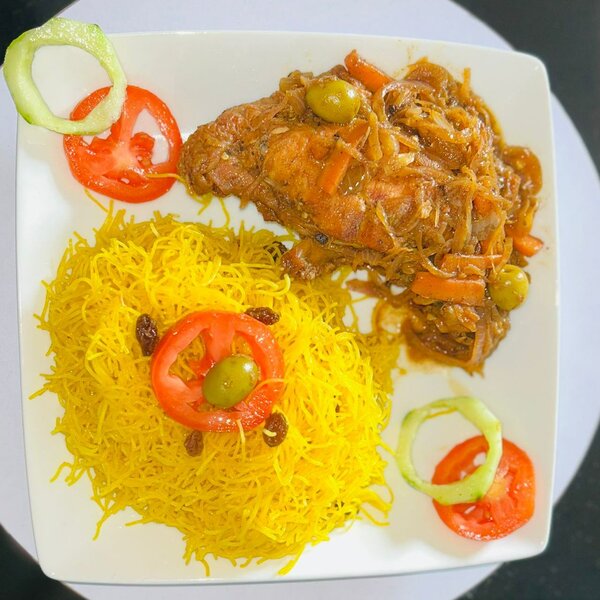 Cheveux d'ange au poulet frit