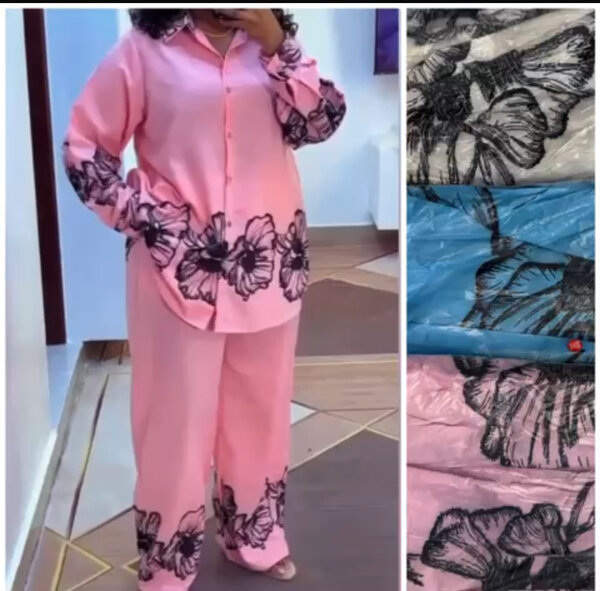 Pyjama en coton floral femme