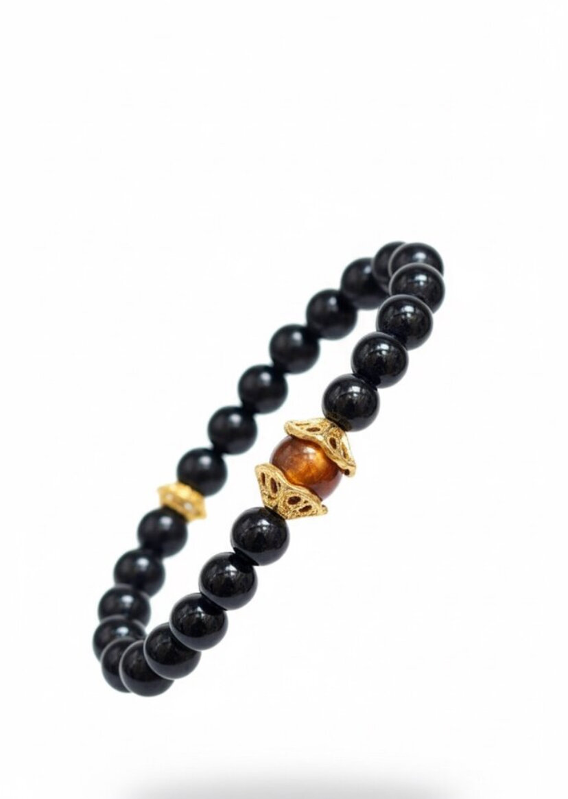 Bracelet perles noir élégant