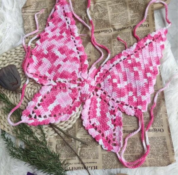 Croc top bigarré en laine