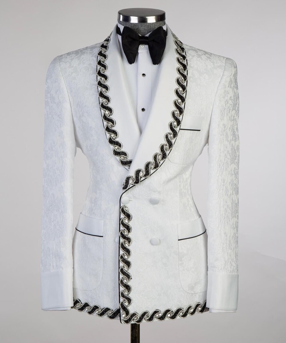 Cream white tuxedo with Judo waist rope
