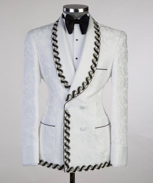 Cream white tuxedo with Judo waist rope